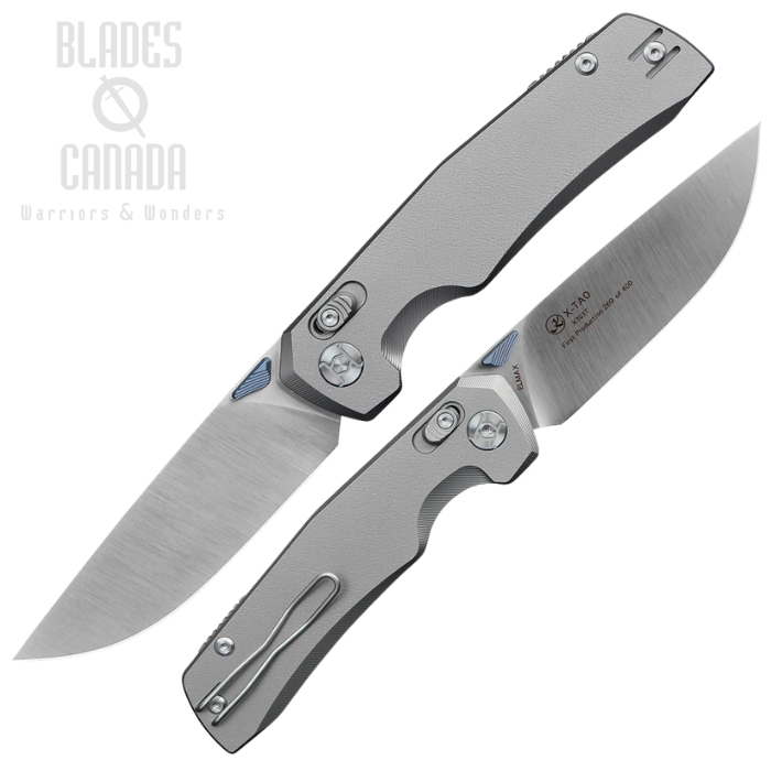 Kunwu X-TAO XT Lock Folding Knife, Elmax Satin, Titanium Gray, KUNX703T