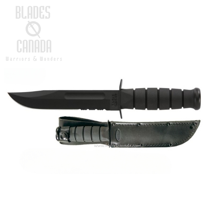 Ka-Bar 1212 Fighting Fixed Blade Knife, 1095 Cro-Van, Leather Sheath, 1212