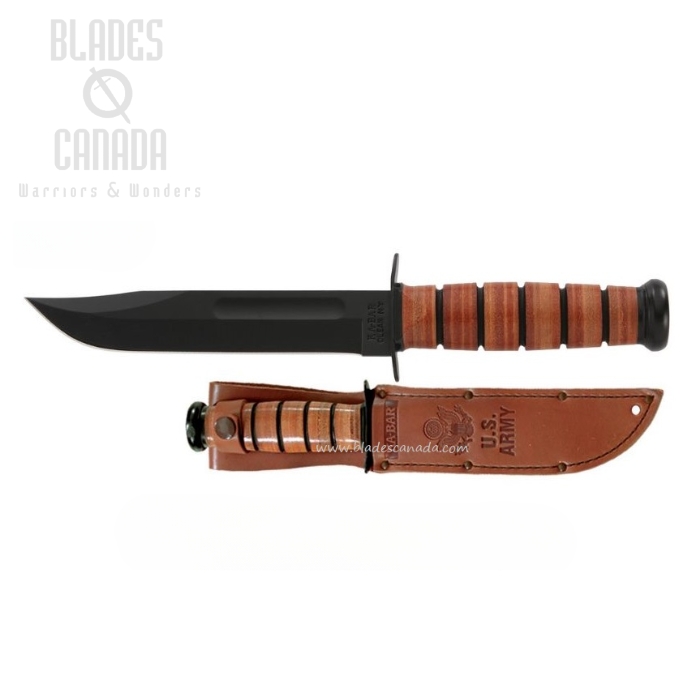 Ka-Bar US Army Fixed Blade Knife, 1095 Cro-Van, Leather Handle, Leather Sheath, 1220 (image for) Ka-Bar US Army Fixed Blade Knife, 1095 Cro-Van, Leather Handle, Leather Sheath, 1220