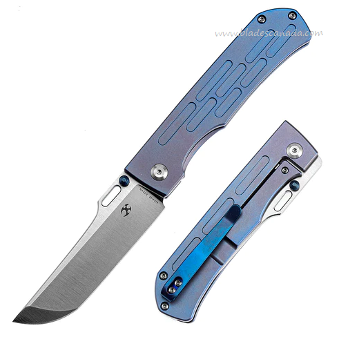 Kansept Reedus Framelock Folding Knife, CPM S35VN Satin, Titanium Blue, K1041A5