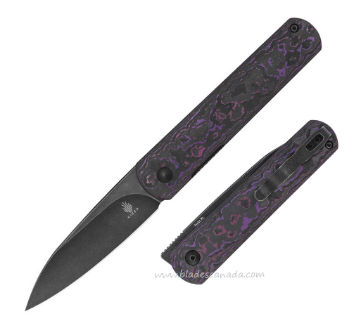 Kizer Feist XL Flipper Folding Knife, 20CV Black, Fatcarbon, 4499A2