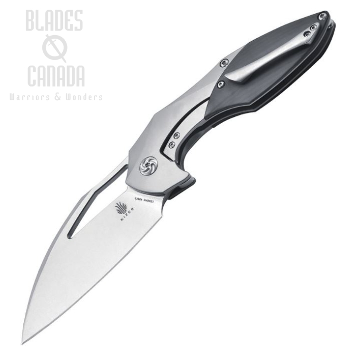 Kizer Megatherium Left Handed Framelock Folding Knife, S35VN, Titanium/CF, 4502L (image for) Kizer Megatherium Left Handed Framelock Folding Knife, S35VN, Titanium/CF, 4502L