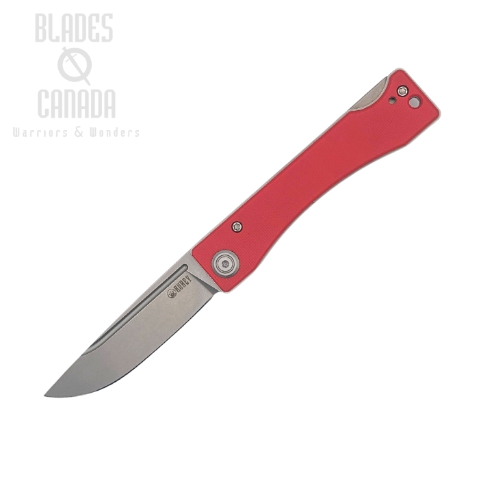 Kubey Akino Lockback Folding Knife, 14C28N Beadblast, G10 Red, KU2102F