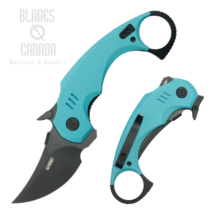 Kubey Jaw Pikal Flipper Folding Knife, 14C28N Blackwash, G10 Tiffany Blue, KU440D (image for) Kubey Jaw Pikal Flipper Folding Knife, 14C28N Blackwash, G10 Tiffany Blue, KU440D