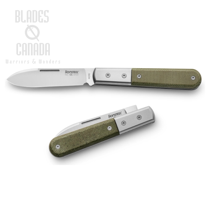 Lion Steel Barlow Roundhead Slipjoint Knife, M390, Green Cavas Micarta, CK0111CVG