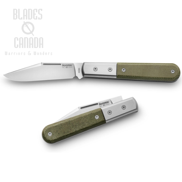 Lion Steel Barlow Shuffler Slipjoint Knife, M390, Green Canvas Micarta, CK0112CVG