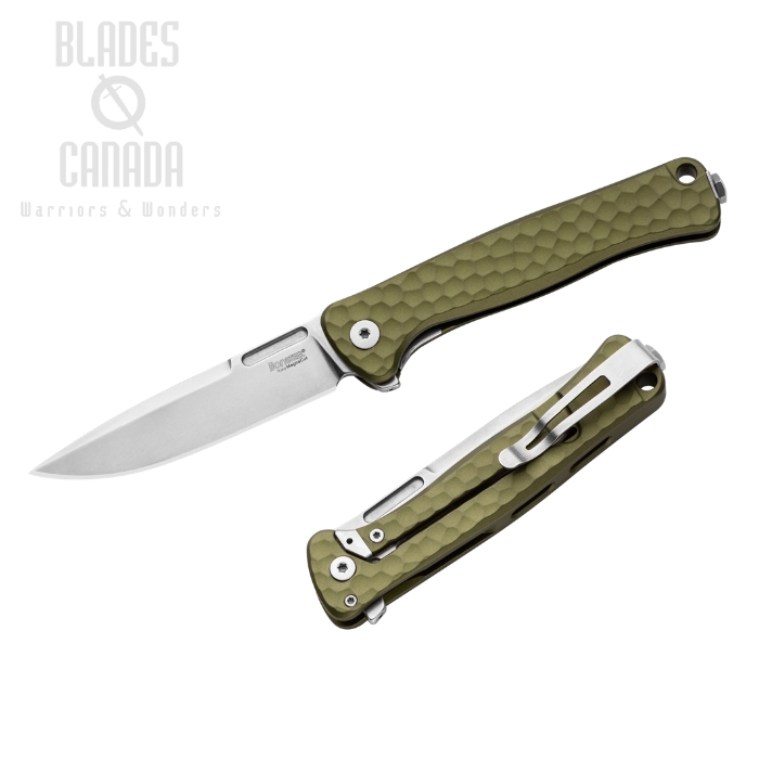 Lion Steel Emmet Flipper Framelock Knife, MagnaCut Stonewash, Aluminium Green, EM01A GS (image for) Lion Steel Emmet Flipper Framelock Knife, MagnaCut Stonewash, Aluminium Green, EM01A GS