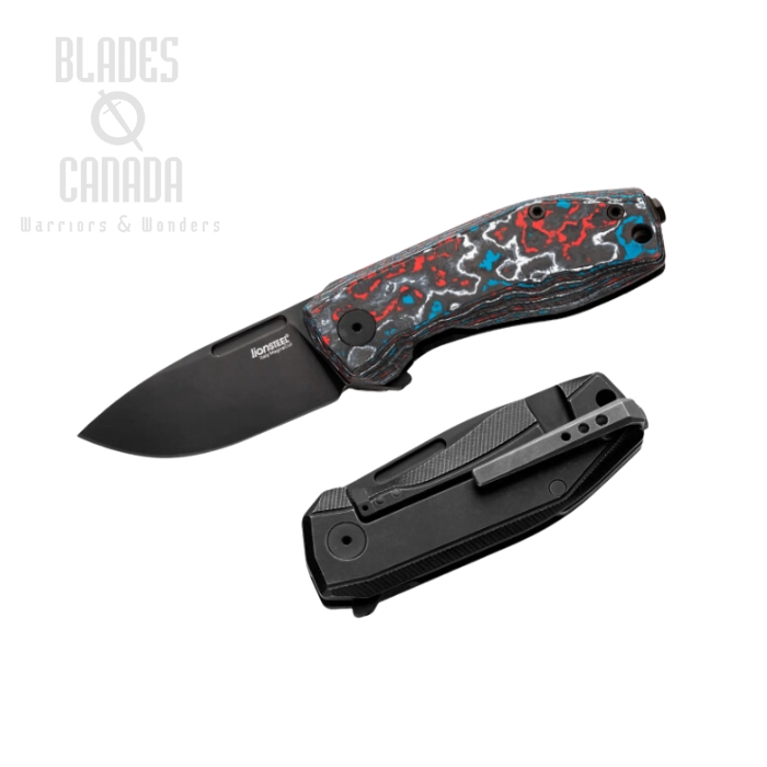 Lion Steel Nano Flipper Framelock Knife, Magnacut Black, Nebula Fat Carbon Fiber, NA01NB