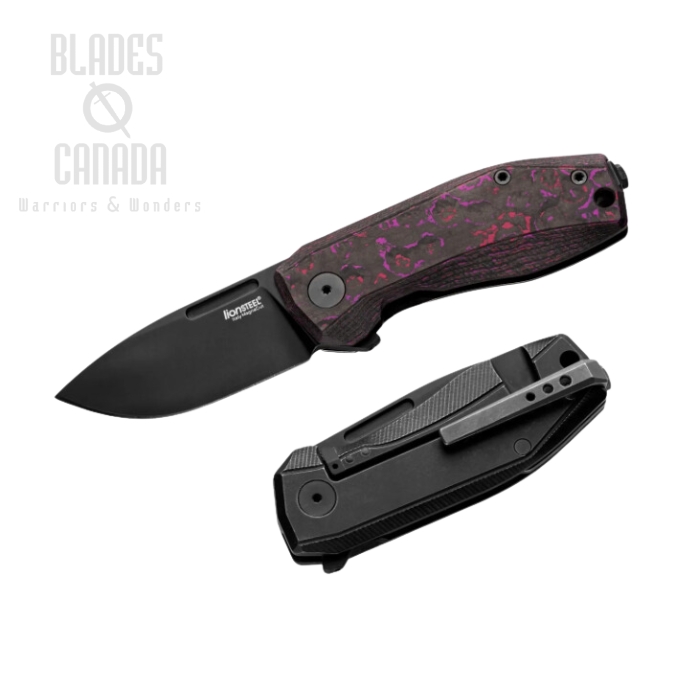 Lion Steel Nano Flipper Framelock Knife, Magnacut Black, Purple Haze Fat Carbon Fiber, NA01PH