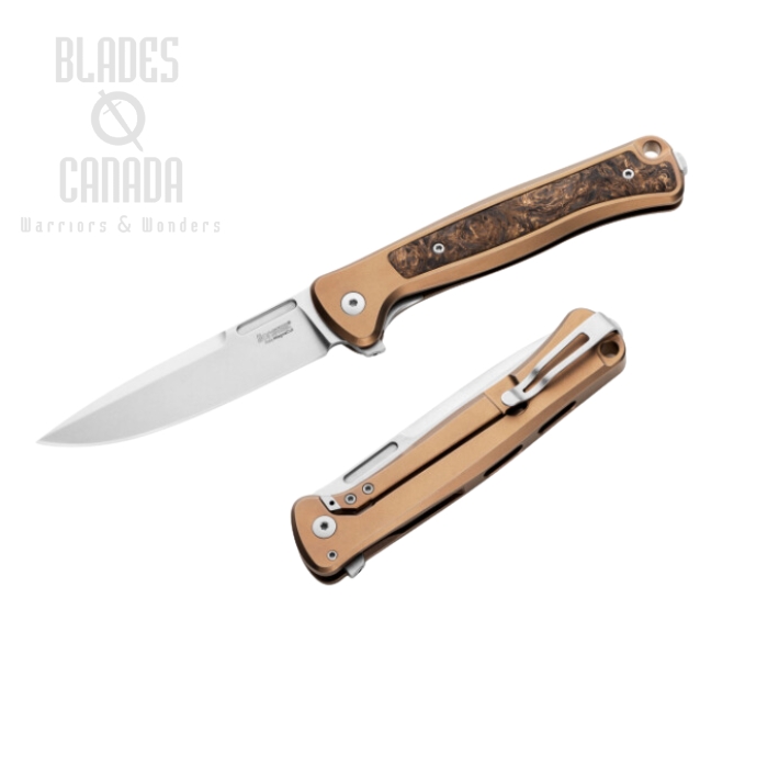 Lion Steel Skinny SK01 BR Flipper Framelock Knife, CPM MagnaCut, Titanium Bronze/Carbon Fiber