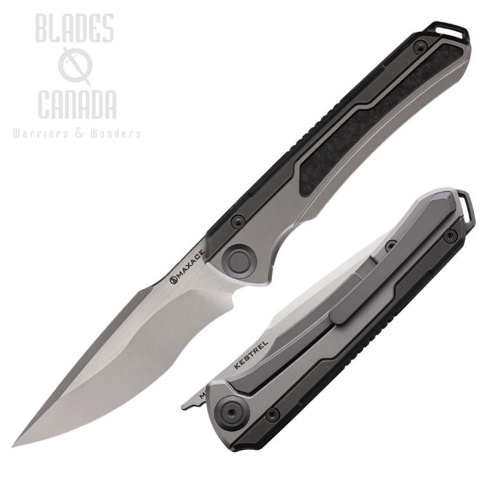 Maxace Kestrel Framelock Folding Knife, M390 Beadblast/Satin, Titanium/Carbon Fiber, MAXM06A