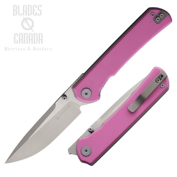 Maxace Peregrine S Flipper Folding Knife, Satin Blade, G10 Pink, MAXMM302B