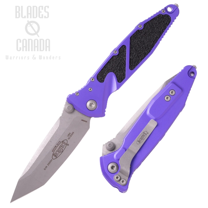 Microtech Socom Elite T/E Folding Knife, M390 Apocalyptic, Aluminum Purple, 161-10APPU Microtech Socom Elite T/E Folding Knife, M390 Apocalyptic, Aluminum Purple, 161-10APPU