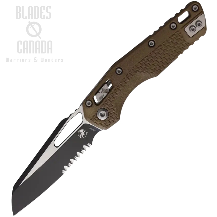Microtech MSI Ram Lok Folding Knife, M390 Two-Tone Partially Serrated, Tri Grip Dark Earth, 210T-2 PMDE Microtech MSI Ram Lok Folding Knife, M390 Two-Tone Partially Serrated, Tri Grip Dark Earth, 210T-2 PMDE