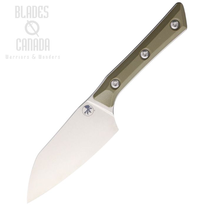 Microtech Kitchen Santoku Knife, M390MK Stonewash 4.2", G10 OD Green Textured, Felted Sheath, 3300-10OD (image for) Microtech Kitchen Santoku Knife, M390MK Stonewash 4.2", G10 OD Green Textured, Felted Sheath, 3300-10OD