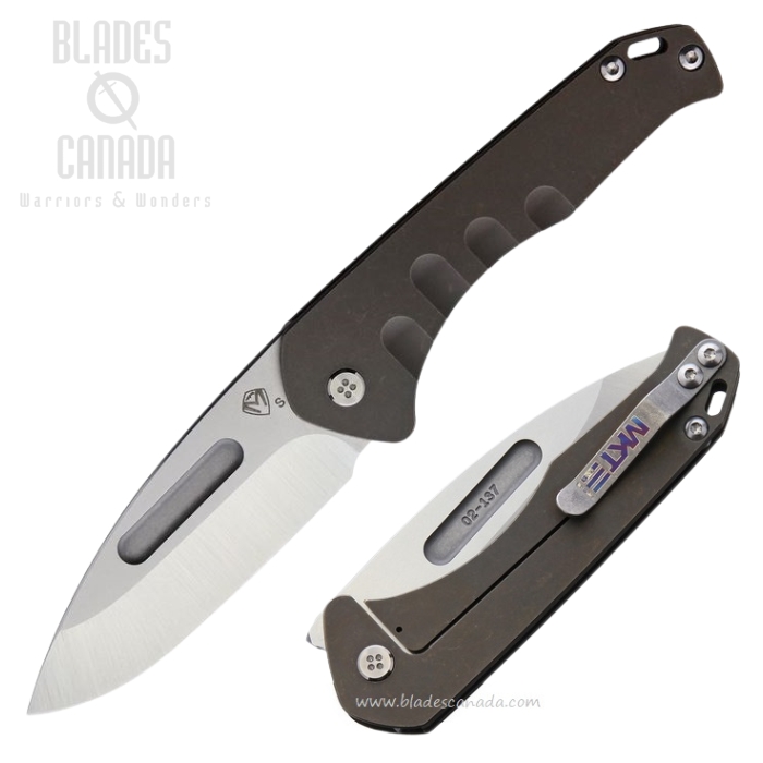 (Discontinued) Medford Praetorian Slim Framelock Folding Knife, S45VN Tumble, Titanium Bronzed Ano