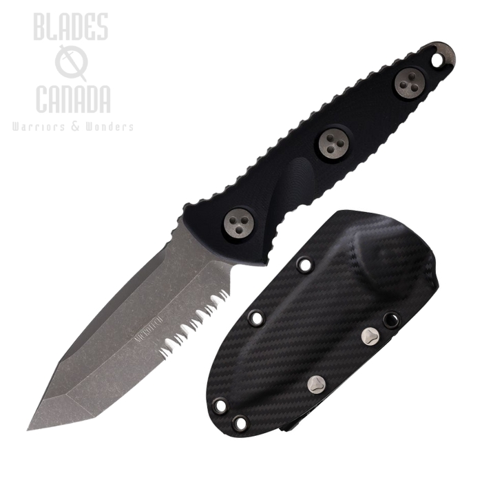 Microtech Mini Socom Alpha Fixed Blade Knife, M390 Apocalyptic Partially Serrated, G10 Black, MCT114M11AP