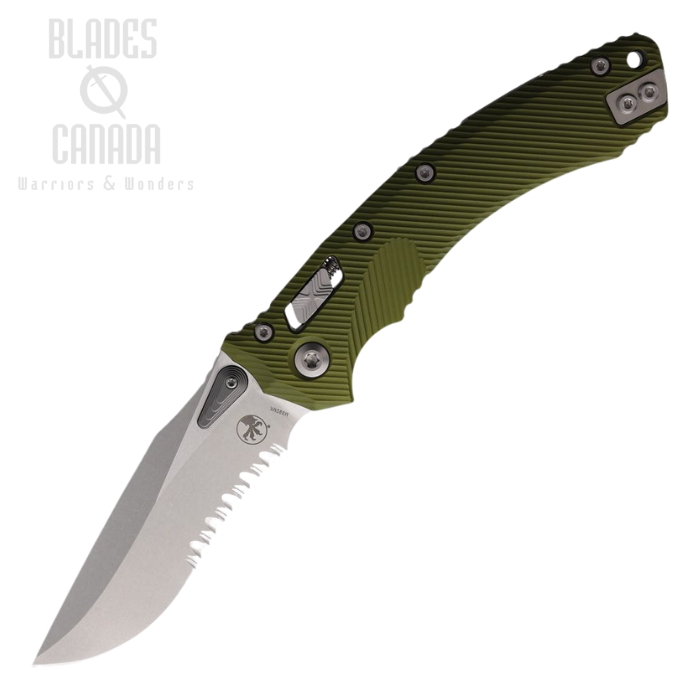 Microtech Amphibian S/E Ram-Lok Folding Knife, M390MK SW Partially Serrated, G10 OD Green, 137RL-11FLOD