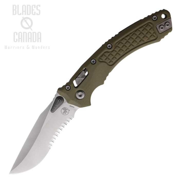 Microtech Amphibian S/E Ram-Lok Folding Knife, M390 SW Partially Serrated, G10 OD Green Frag, 137RL-11FRGTOD