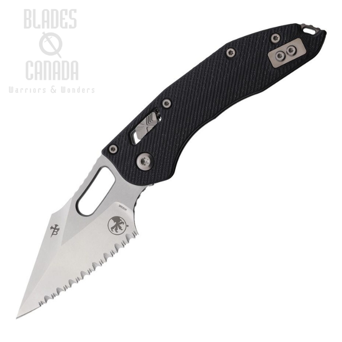 Microtech Stitch S/E Ram-Lok Folding Knife, M390MK SW Serrated, G10 Black, 169RL-12FLGTBK