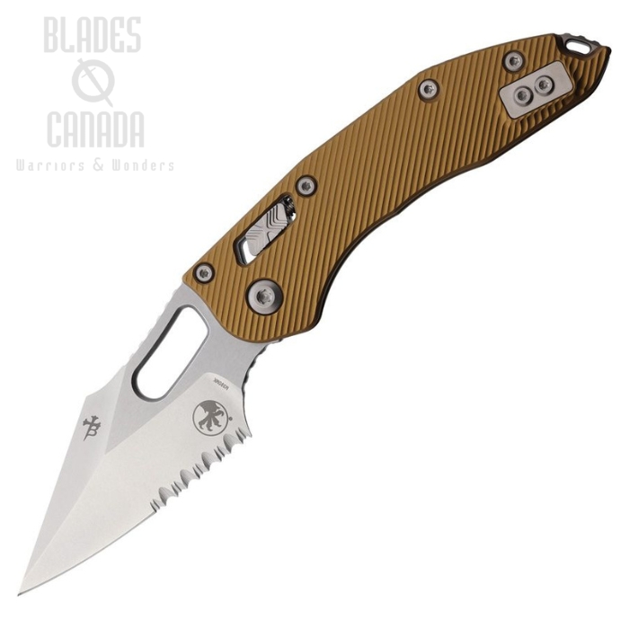 Microtech Stitch S/E Ram-Lok Folding Knife, M390SW Partially Serrated, G10 Tan, 169RL-11FLTA