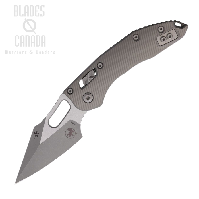 Microtech Stitch S/E Ram-Lok Folding Knife, M390MK Apocalyptic, Aluminum Gray, 169RL-10APFLNC