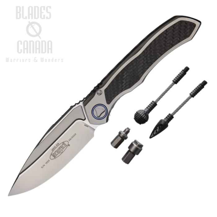 Microtech Anax Framelock Folding Knife, M390 Bead Blast, Titanium/Carbon Fiber, MCT190C-7 CFITI (image for) Microtech Anax Framelock Folding Knife, M390 Bead Blast, Titanium/Carbon Fiber, MCT190C-7 CFITI