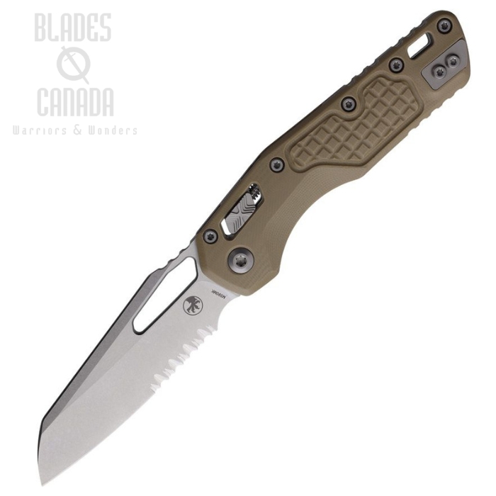 Microtech MSI Ram-Lok Folding Knife, M390MK SW Partially Serrated, G10 Tan Frag, 210-11FRGTTA