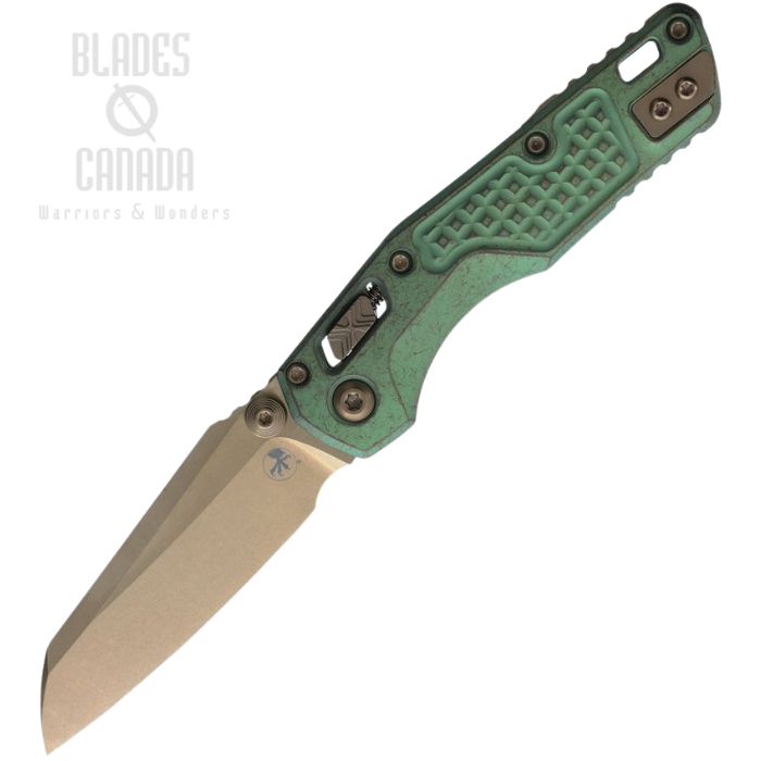 Microtech MSI Mini Ram-Lok Marfione Select Folding Knife, M390MK Bronze SW, Titanium Antique Green Frag w/Bronze Accent, 210M-13FRMS2 (image for) Microtech MSI Mini Ram-Lok Marfione Select Folding Knife, M390MK Bronze SW, Titanium Antique Green Frag w/Bronze Accent, 210M-13FRMS2