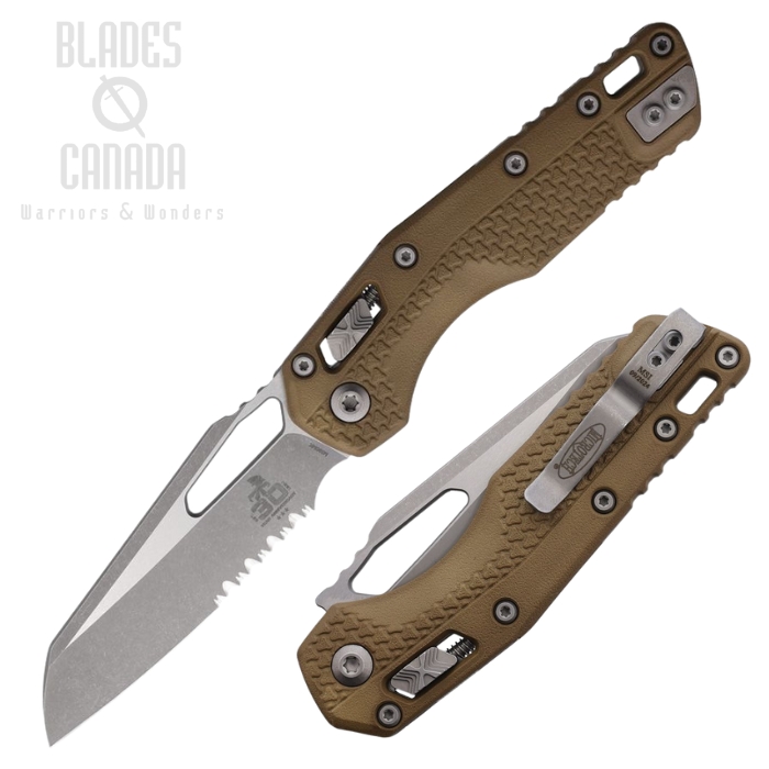 Microtech MSI Ram-Lok Folding Knife, M390MK Apocalyptic Partially Serrated, Tri-Grip Dark Earth, MCT210T11APDE30