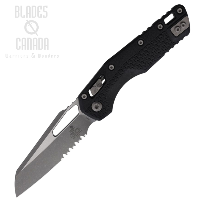 Microtech MSI Ram-Lok Folding Knife, M390MK Apocalyptic Partially Serrated, Tri-Grip Black, MCT210T11APPM30