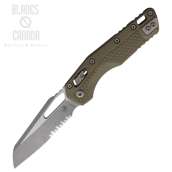 Microtech MSI S/E Ram-Lok Folding Knife, M390MK Apocalyptic Serrated, Tri-Grip OD Green, MCT210T11APPMOD