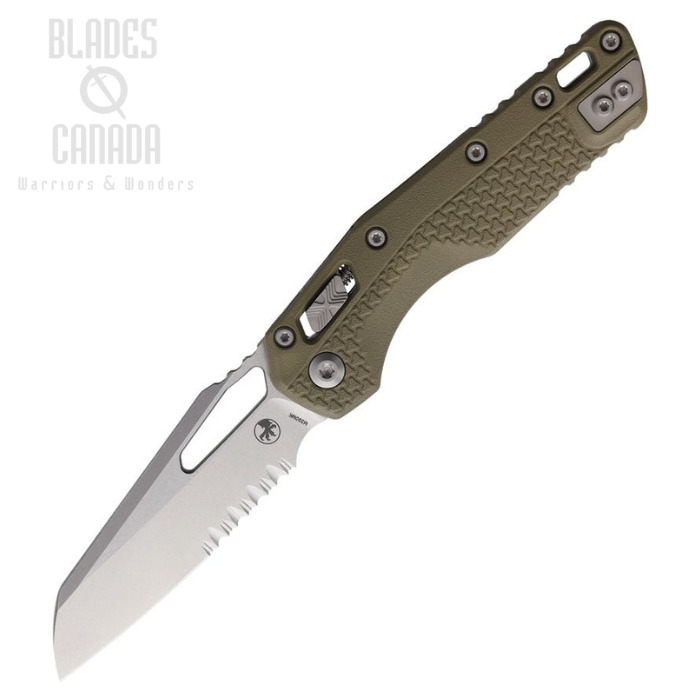 Microtech MSI S/E Ram-Lok Folding Knife, M390MK SW Partially Serrated, Tri-Grip OD Green, MCT210T11PMOD