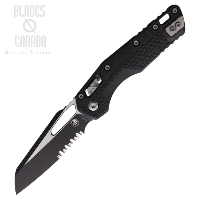 Microtech MSI S/E Ram-Lok Folding Knife, M390 Two-Tone Serrated, Tri-Grip Black, MCT210T2PMBK