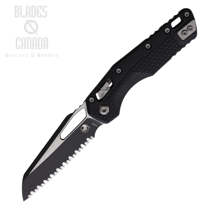 Microtech MSI S/E Ram-Lok Folding Knife, M390MK Two-Tone Serrated, Tri-Grip Black, 210T-3PMBK