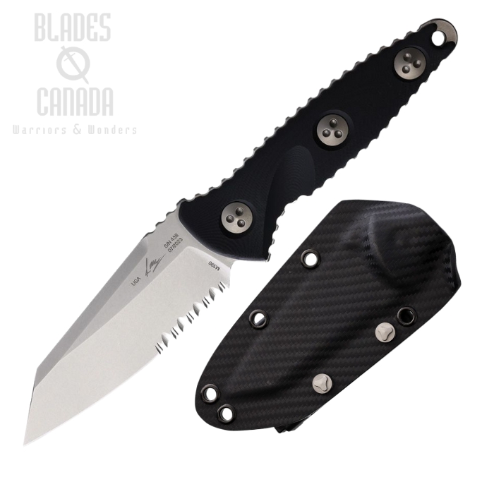 Microtech Socom Alpha Fixed Blade Knife, M390 SW Partially Serrated, G10 Black, Kydex Sheath, MCT93M11