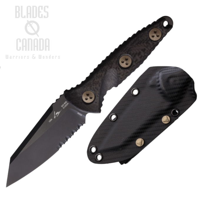 Microtech Socom Alpha Mini Warcom Fixed Blade Knife, Premium Steel Black, Carbon Fiber, Kydex Sheath, 93M-2DLCCFS (image for) Microtech Socom Alpha Mini Warcom Fixed Blade Knife, Premium Steel Black, Carbon Fiber, Kydex Sheath, 93M-2DLCCFS