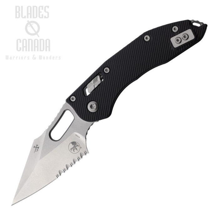 Microtech Stitch S/E Ram-Lok Folding Knife, M390MK SW Partially Serrated, G10 Black, 169RL-11FL