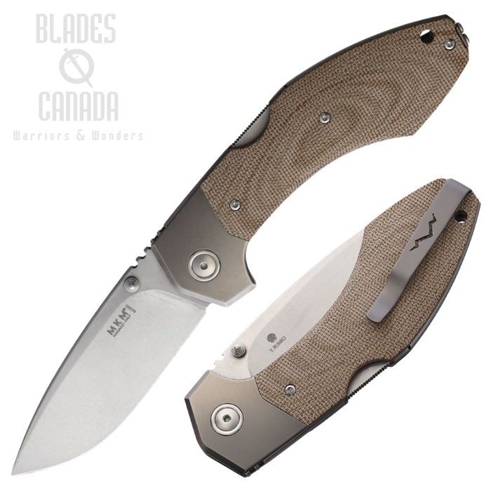 MKM Maniago Hero Lockback Folding Knife, M390 SW, Micarta Natural/Ti Bolsters, MKMHRNCT