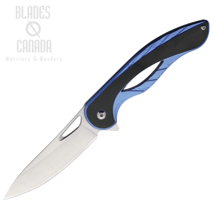 Mtech MT2013BL Flipper Folding Knife, Stainless Satin, Aluminum Black/Blue