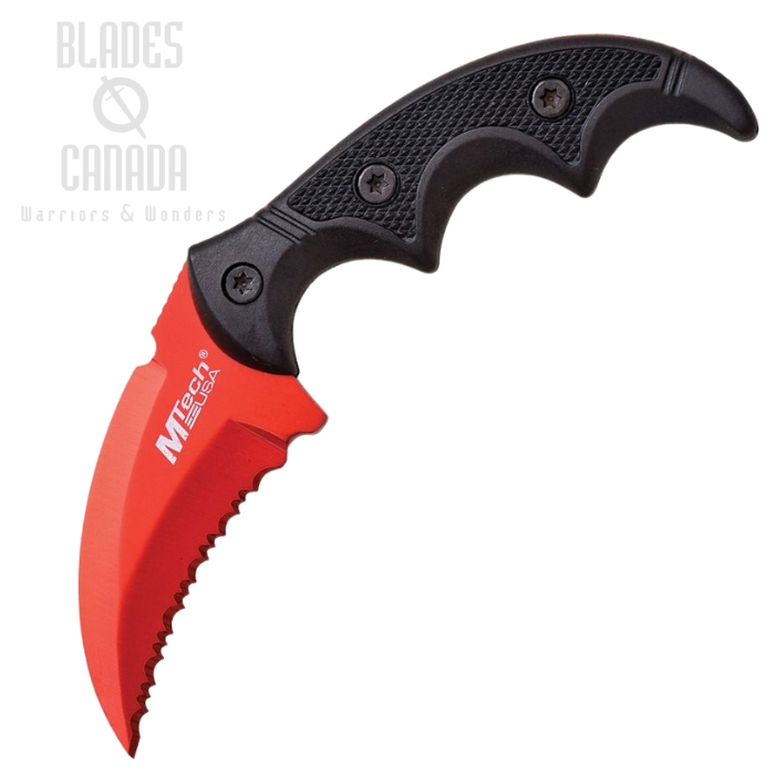 Mtech Fixed Blade Knife, Stainless Serrated Red, Aluminum Black/G10 Black, MT2063RD (image for) Mtech Fixed Blade Knife, Stainless Serrated Red, Aluminum Black/G10 Black, MT2063RD