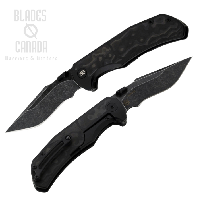 Mechforce Hellraiser Flipper Framelock Knife, Vanax Black, Titanium/FatCarbon