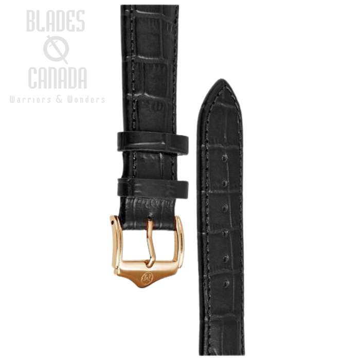 Melbourne Leather Black Croc Grain Watch Strap - 20mm (image for) Melbourne Leather Black Croc Grain Watch Strap - 20mm