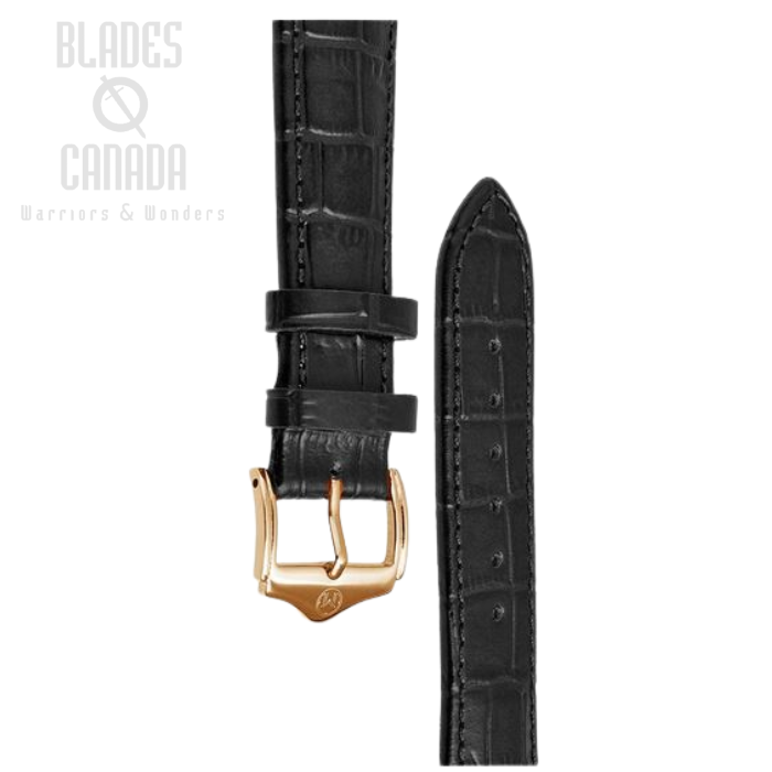Melbourne Leather Black Croc Grain Watch Strap - 22mm (image for) Melbourne Leather Black Croc Grain Watch Strap - 22mm
