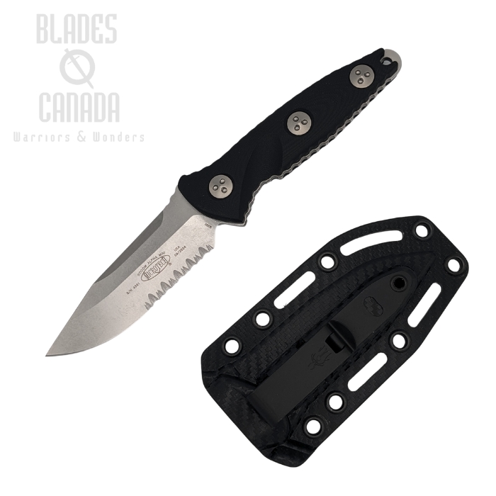 Microtech Socom Alpha Mini S/E Folding Knife, M390 Partially Serrated, G10 Black, 113M-11