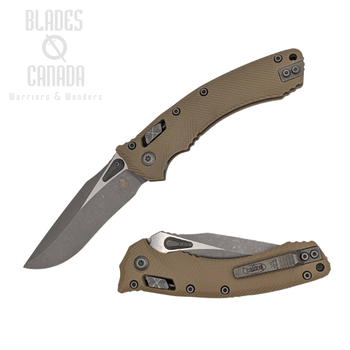 Microtech Amphibian RAM-LOK Folding Knife, M390MK Apocalyptic, G10 Tan, 137RL-10APFLGTTA