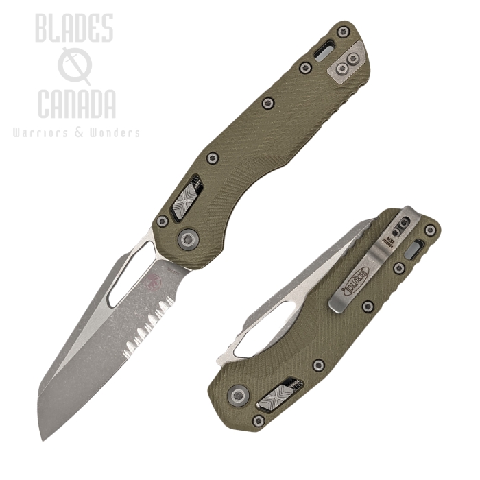 Microtech MSI Ram-Lok Folding Knife, M390MK Apocalyptic Serrated, G10 OD Green, 210-11 APFLGTO