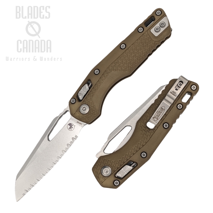 Microtech MSI S/E Ram-Lok Folding Knife, M390MK SW Serrated, Tri-Grip Dark Earth, 210T-12PMDE