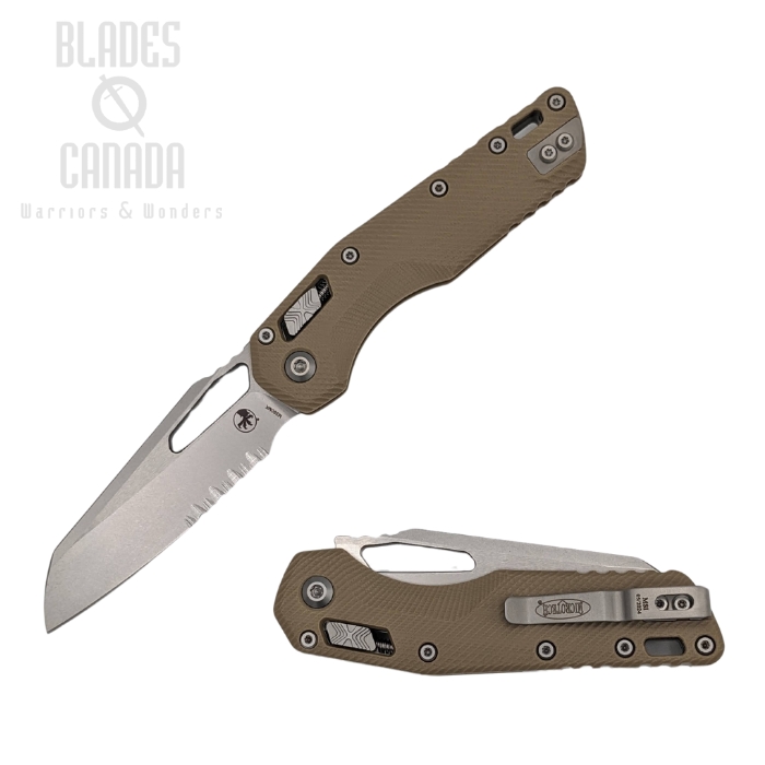 Microtech MSI Ram-LOK Folding Knife, M390MK Partially Serrated, G10 Tan, 210-11FLGTTA