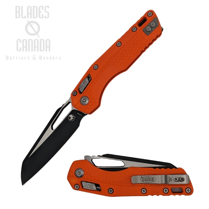 Microtech MSI RAM-LOK Folding Knife, M390MK Black, Orange Handle, 210T-1PMOR